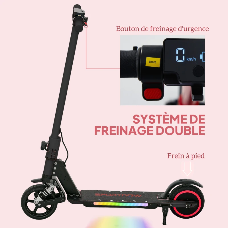SPORTNOW Trottinette électrique pour enfants 6-14 ans scooter électrique pliable pour enfants vitesse max 14 km/h aluminium noir