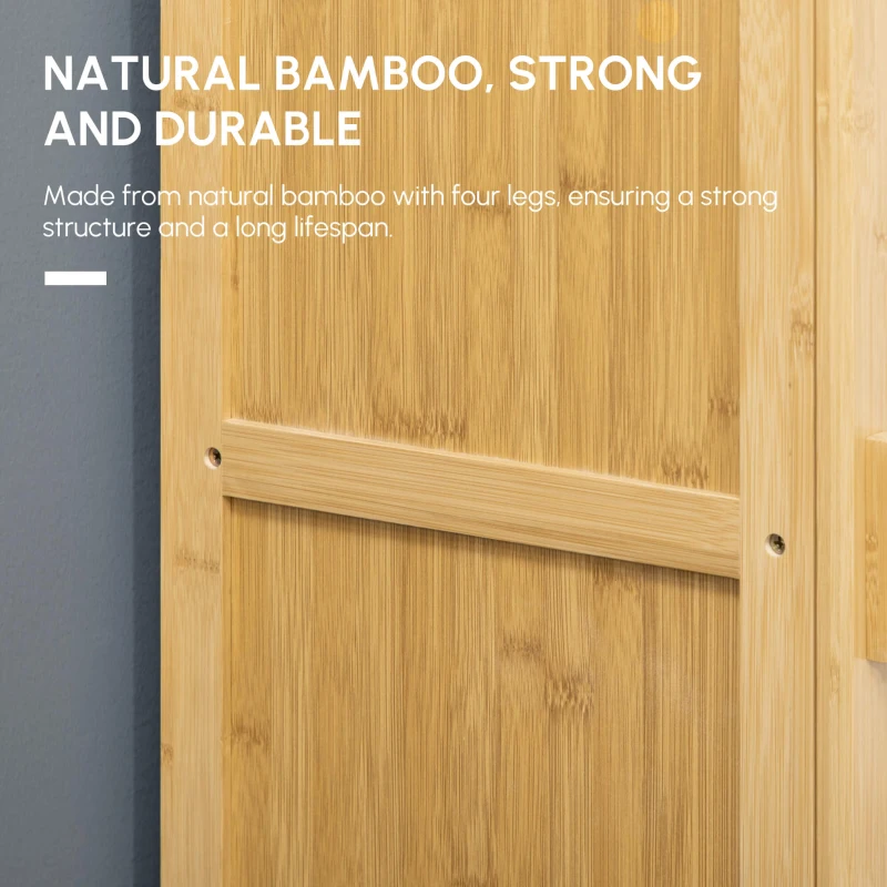 HOMCOM Bamboo Storage Cabinet with Shelves and Slatted Door Design for Bathroom Bedroom Living Room 40 x 30 x 140 cm