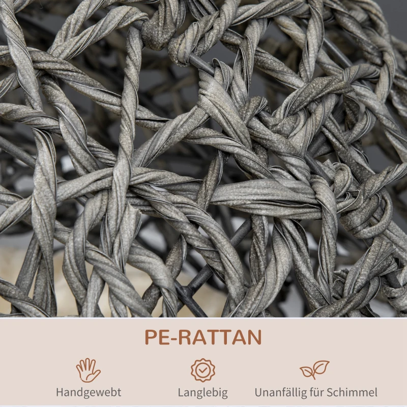 PawHut Katzenhaus aus Rattan mit Kissen Katzenschlafplatz Katzenhöhle mit erhöhten Füßen Silbergrau Ø52 x 58 cm