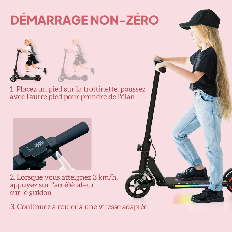 SPORTNOW Trottinette électrique pour enfants 6-14 ans scooter électrique pliable pour enfants vitesse max 14 km/h aluminium noir