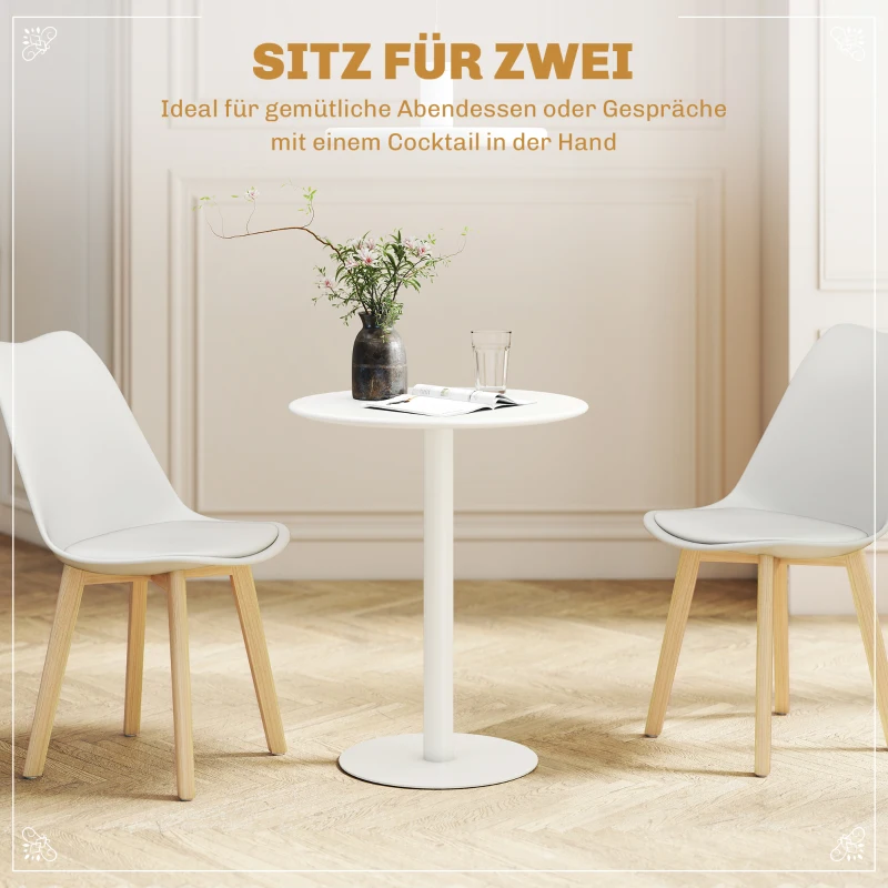 HOMCOM Runder Esstisch für 2 Personen, Stahl, für drinnen und draußen, Weiß(m-4)