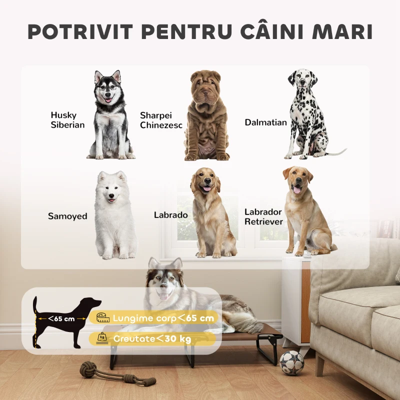 PawHut Pat Pliabil pentru Câini Mari cu Țesătură Tip Plasă, 107x61x20cm, Maro