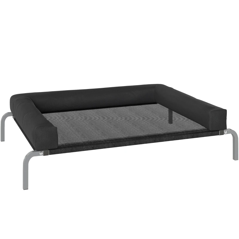PawHut Lit surélevé pour chien rafraichissant, lit de camp pour chiens intérieur extérieur portable, 110 x 75 x 30 cm, noir