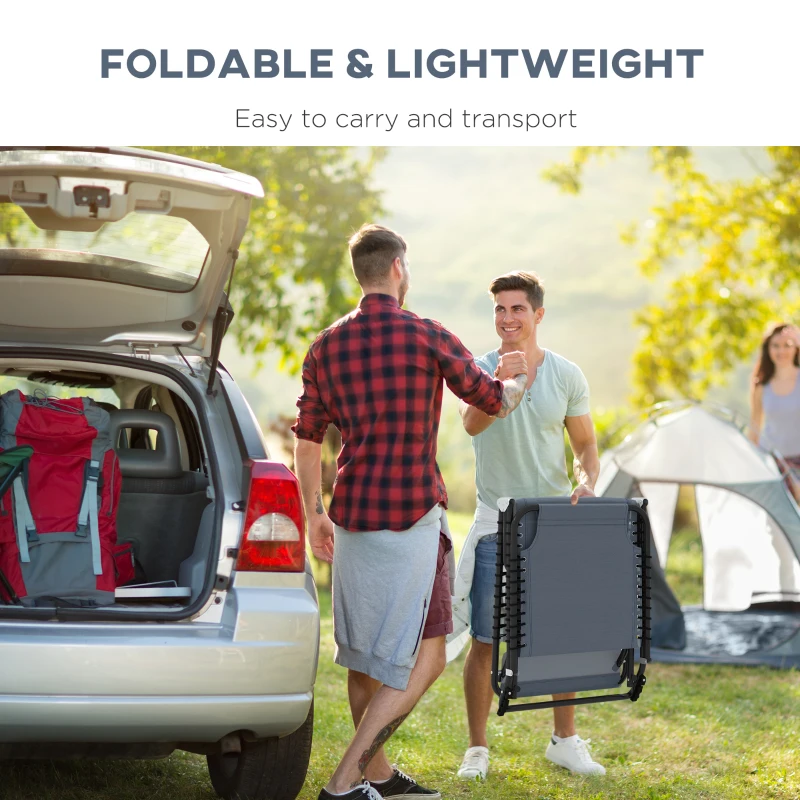 Outsunny ligbed opklapbaar tuinbed opklapbaar tuin 4-traps rugleuning verstelbaar staal mesh stof donkergrijs 197 x 58 x 76 cm