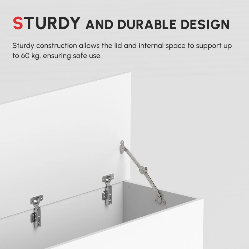 HOMCOM Wooden Storage Box Clothes Toy Chest Bench Seat Ottoman Bedding Blanket Trunk Container with Lid - White