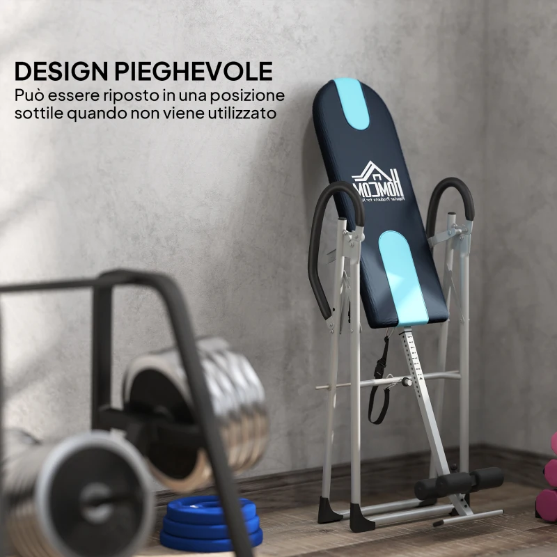 HOMCOM Panca a Inversione Gravitazionale Professionale Imbottita, Tavola di Inversione in Acciaio, 65x112-142x126cm