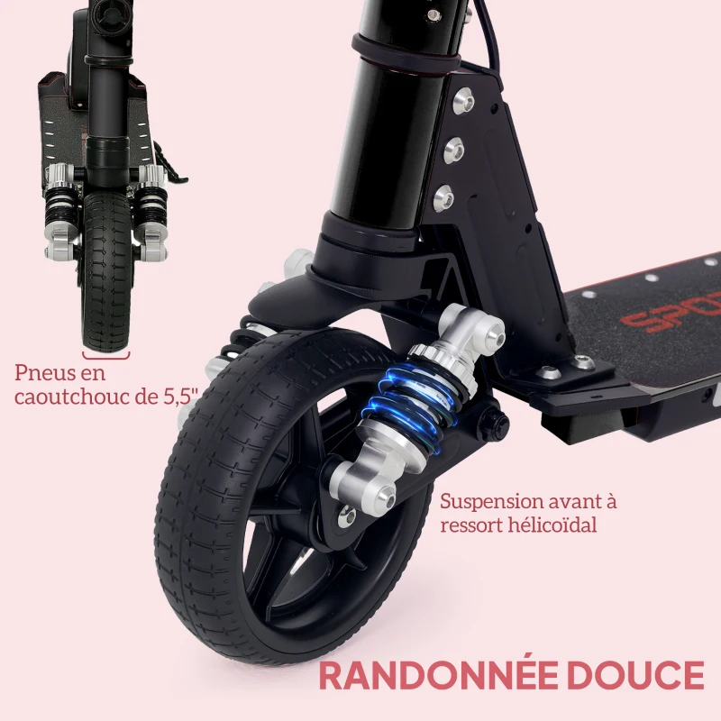 SPORTNOW Trottinette électrique pour enfants 6-14 ans scooter électrique pliable pour enfants vitesse max 14 km/h aluminium noir