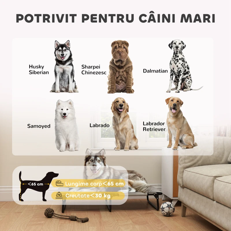 PawHut Pat Pliabil pentru Câini Mari cu Țesătură Tip Plasă, 107x61x20 cm, Gri