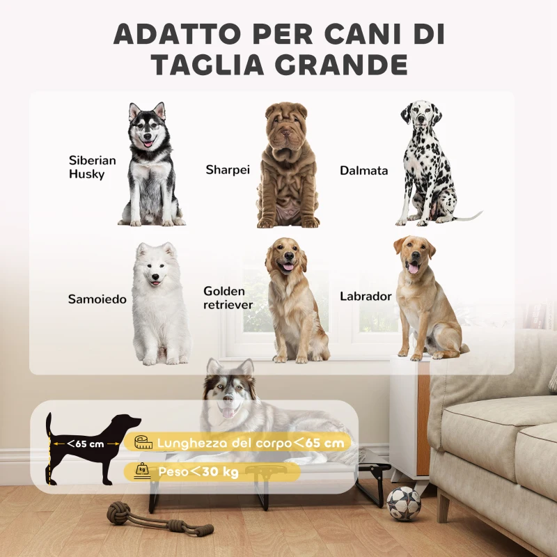 PawHut Letto per Cani Grandi Pieghevole con Tessuto a Rete da Interno ed Esterno, 107x61x20 cm, Grigio Chiaro
