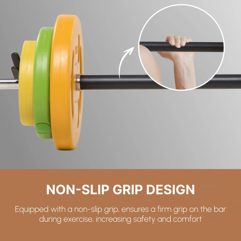 HOMCOM 20kg Barbell Weights Set, Adjustable Weights with Non-slip Handle, for Women and Men Home Gym Exercise Weight Strength Training