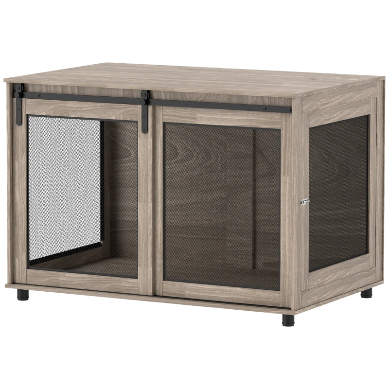 PawHut Dog Crate Furniture with Sliding Door for XL Dogs, Brown