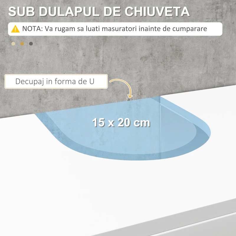 kleankin Dulap Sub Chiuvetă cu Raft și 2 Uși 60x30x60 cm Alb