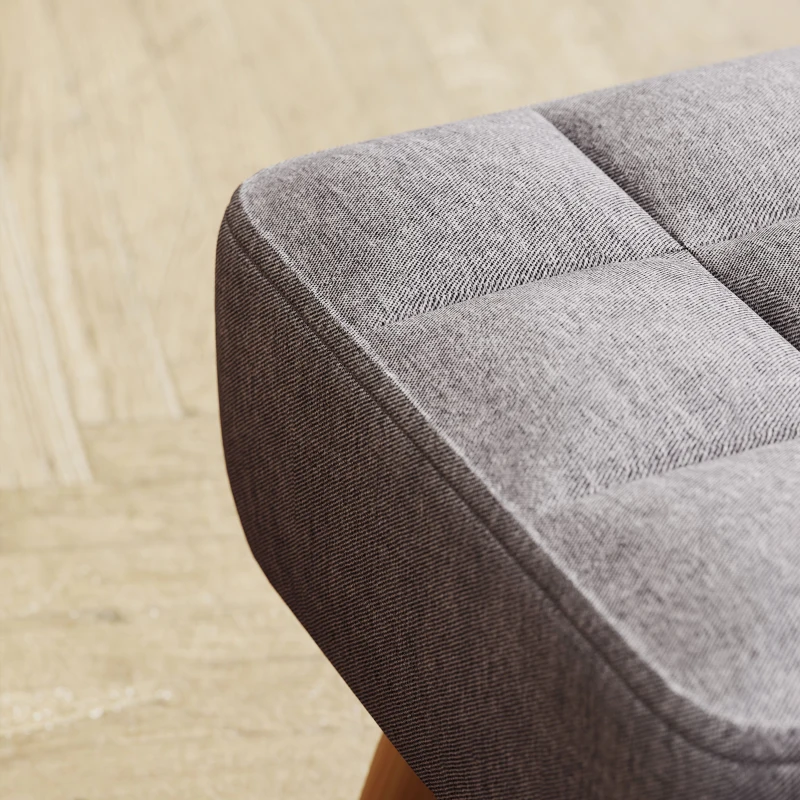 HOMCOM Poggiapiedi Imbottito in Tessuto Effetto Lino, Gambe in Legno, Fino a 110 kg, Grigio