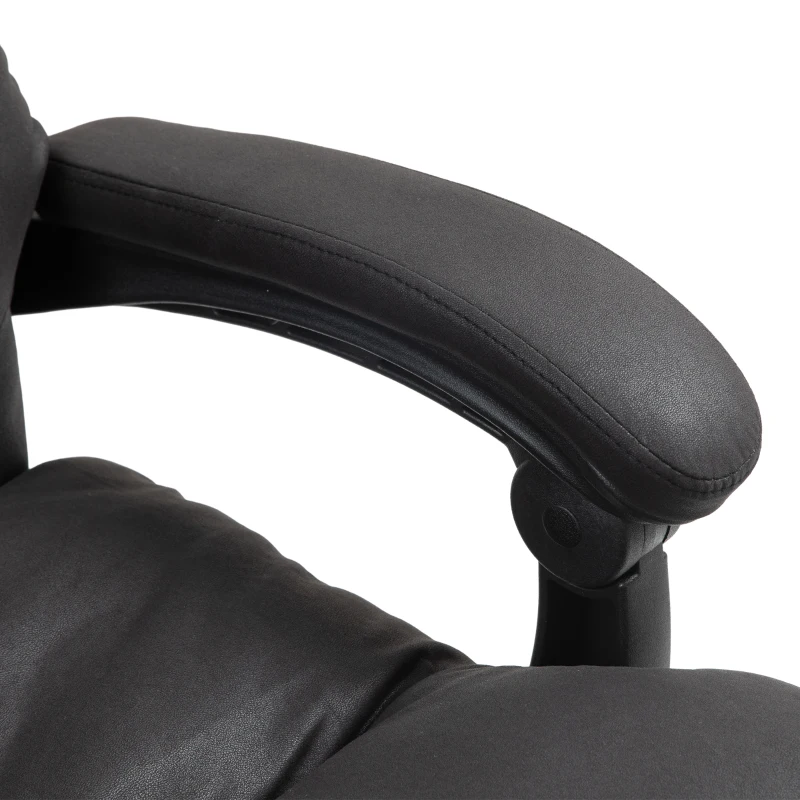 Vinsetto Massage Bureaustoel met Verwarming, Verstelbaar en Kantelbaar, Kunstleer, 65x72x109-117cm, Zwart(m-8)