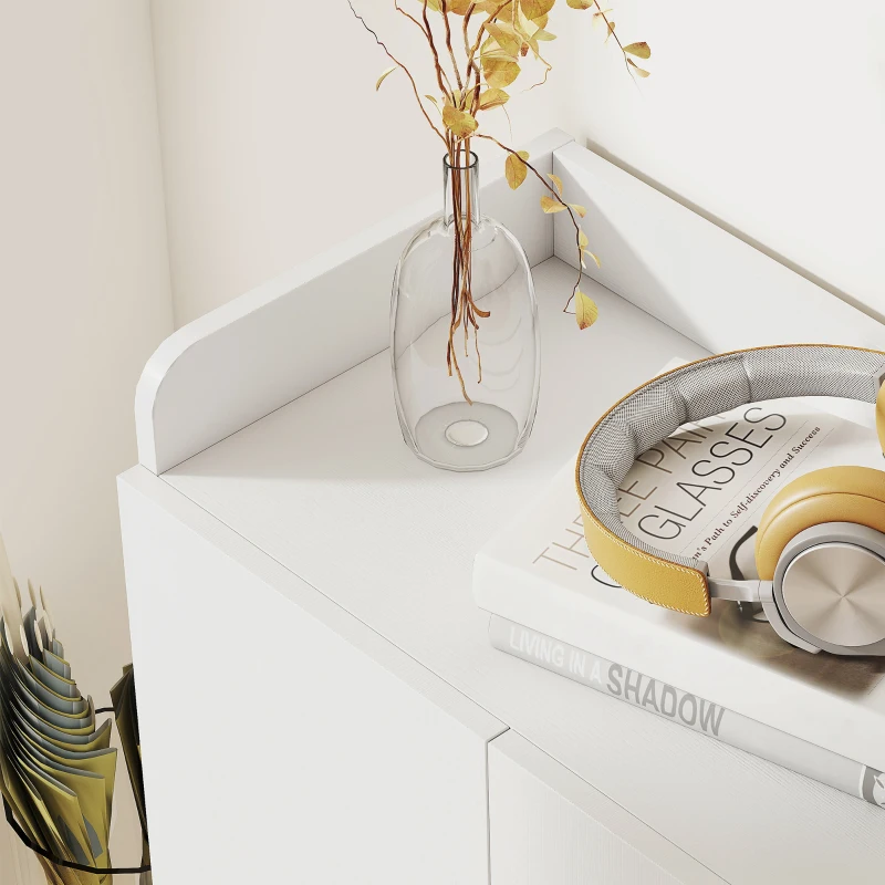 HOMCOM Armadio Scarpiera Bianca Salvaspazio e Moderna in Legno per 12 Paia di Scarpe, 4 Ripiani Aperti, 83 x 30 x 90cm, Bianca