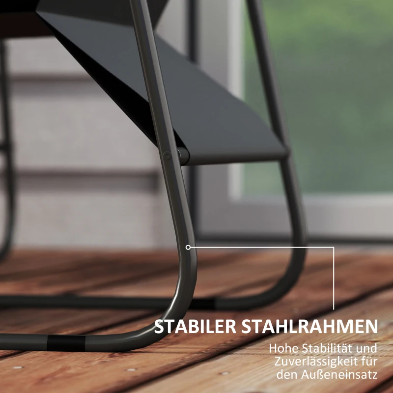 Outsunny 4-Sitzer Gartenmöbel-Set, 2 Stühle, 1 Doppel-Sofa, 1 Tisch, dicke Kissen, Stahlrahmen, für Terrasse, Grau