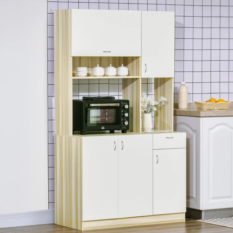HOMCOM Buffet de cuisine armoire de cuisine contemporaine -armoire de rangement- buffet haut - 5 portes, 1 tiroir, 3 niches - 102 x 48 x 180 cm
