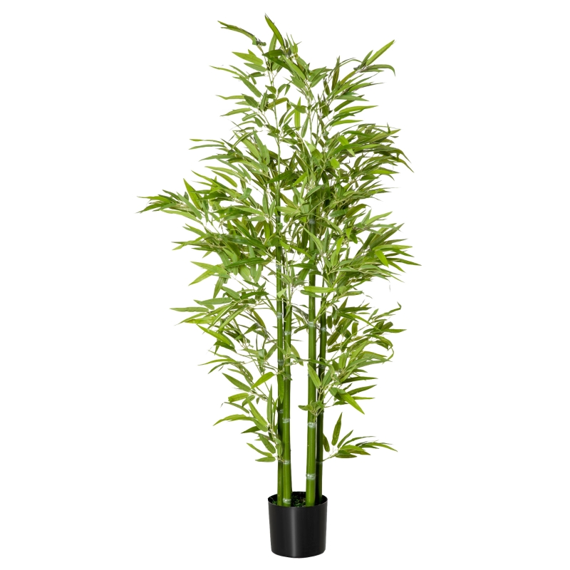 HOMCOM Knstliche Bambus-Pflanze, 924 Bltter, robuster Topf, Kunstmoos,  Kunststoff, Grn | Aosom.de