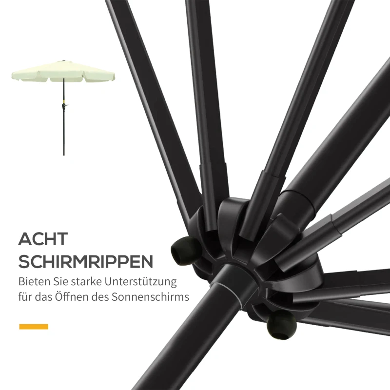 Outsunny Sonnenschirm Terrassenschirm Marktschirm Ø2,66 m UV-Schutz 50+ Gartenschirm 8 Rippen verstellbar Beige