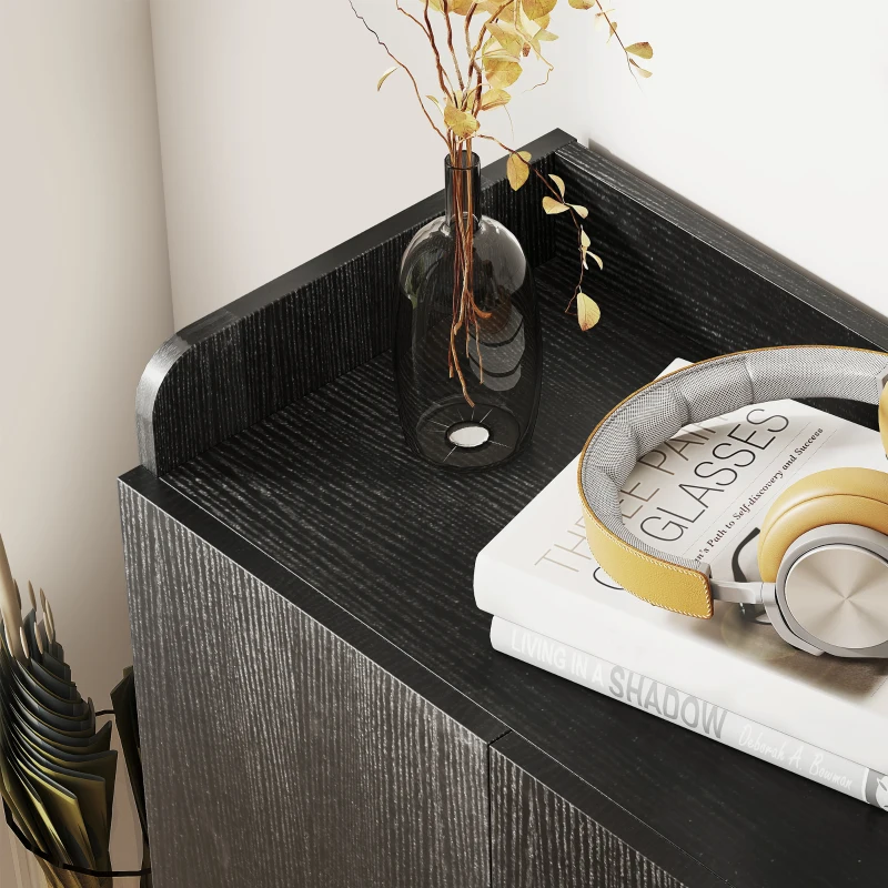 HOMCOM Armadio Scarpiera Salvaspazio Regolabile, Scarpiera Moderna in Legno per 12 Paia di Scarpe con 4 Ripiani Aperti, 83x30x90 cm, Nero