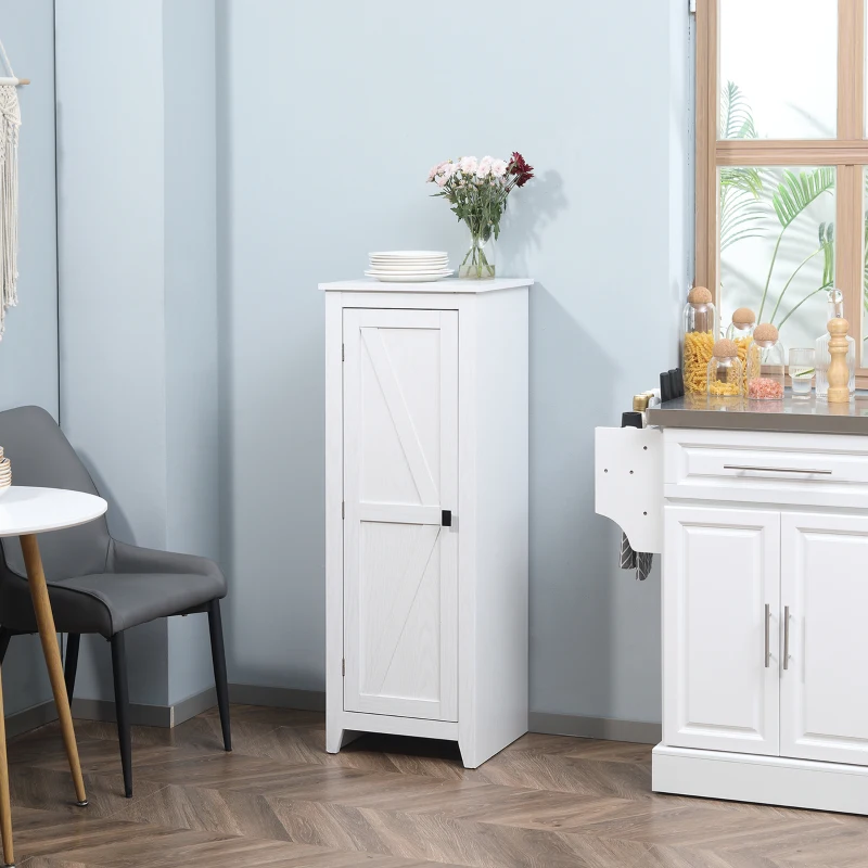 HOMCOM Armoire de Rangement buffet cuisine meuble de rangement  pour Salle de bain Gain de Place Style Classique avec 3 étagères réglables- Hauteur 120 cm en Bois Blanc