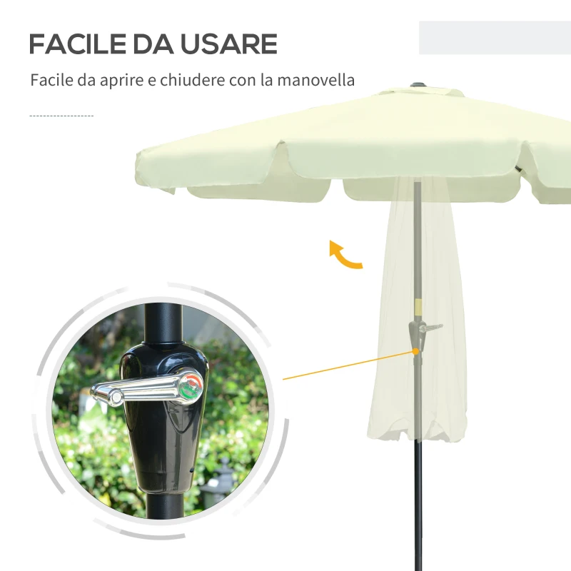 Outsunny Ombrellone da Giardino e Terrazza Ø2.7x2.5 m Rotondo con Testa Inclinabile e Resistente ai Raggi UV 50+, Beige