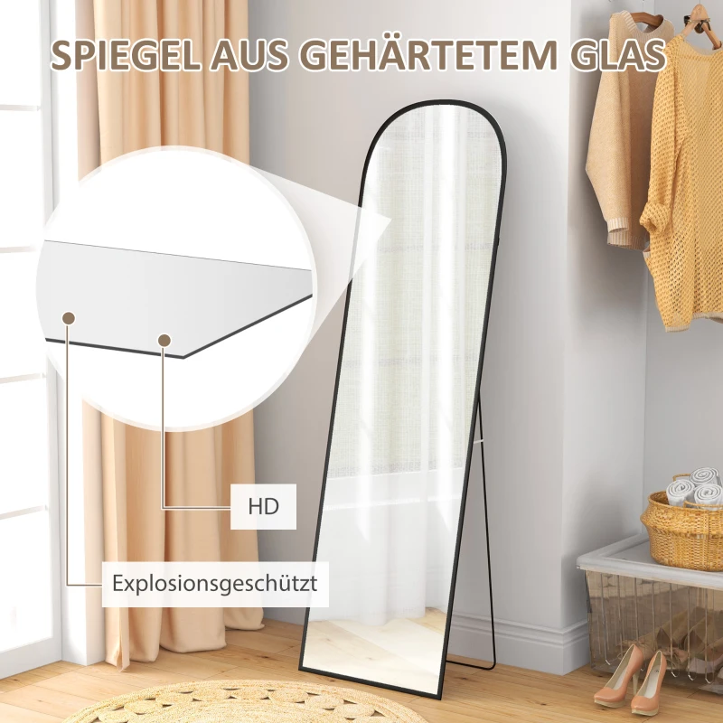 HOMCOM Staande spiegel, Ganzkörperspiegel, modern design, 50 cm x 1,5 cm x 161,5 cm, Zwart