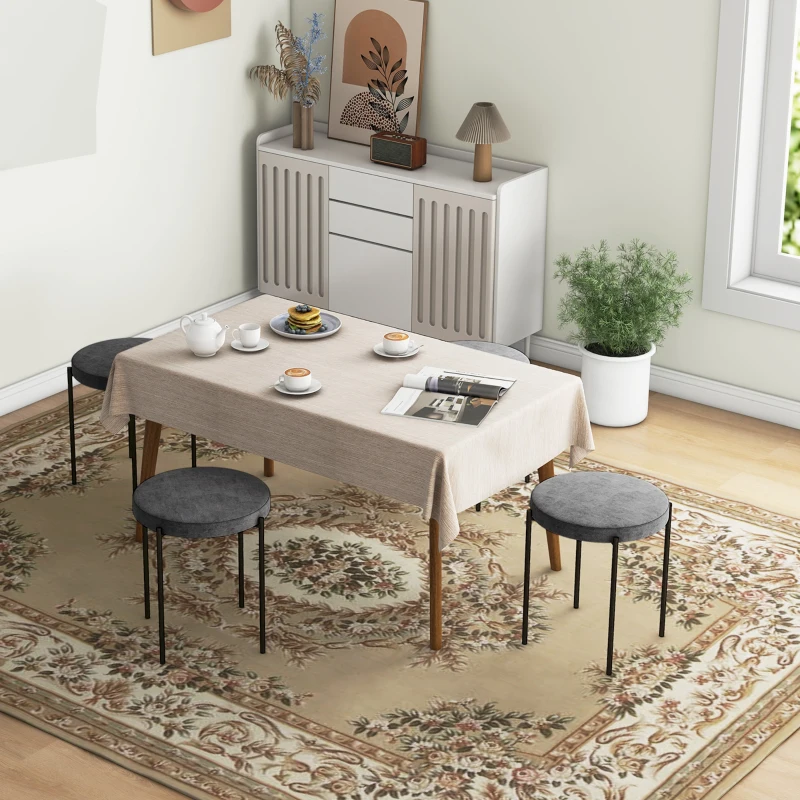 HOMCOM Küchenhocker 4-er Set, stapelbar, Samtoptik, bis 100kg, Stahlrahmen, 41,5 x 41,5 x 46 cm, Dunkelgrau(m-7)