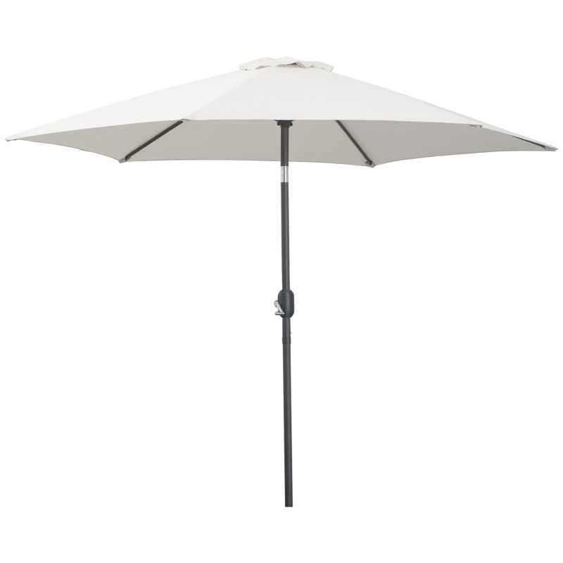 Outsunny Sombrilla para Jardín de Aluminio Ø260x235 cm Parasol de Jardín Reclinable con Manivela y 6 Varillas de Metal para Terraza Exterior Balcón Crema