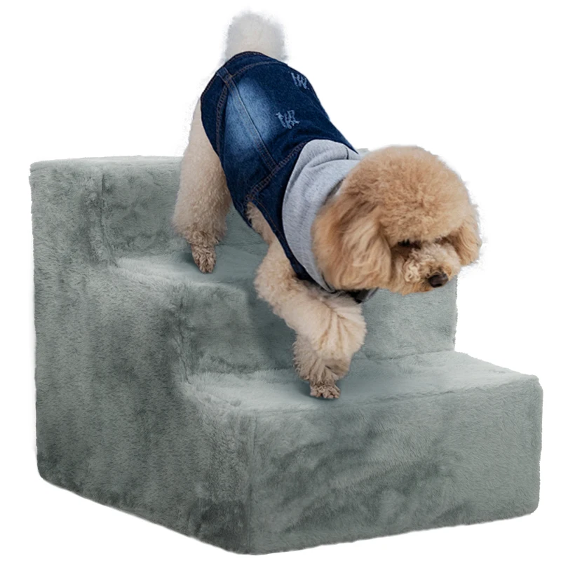 PawHut Scala per cani a 3 gradini scala per gatti scala antid..escaliers dla ..45 x 35 x 35 cm grigio chiaro