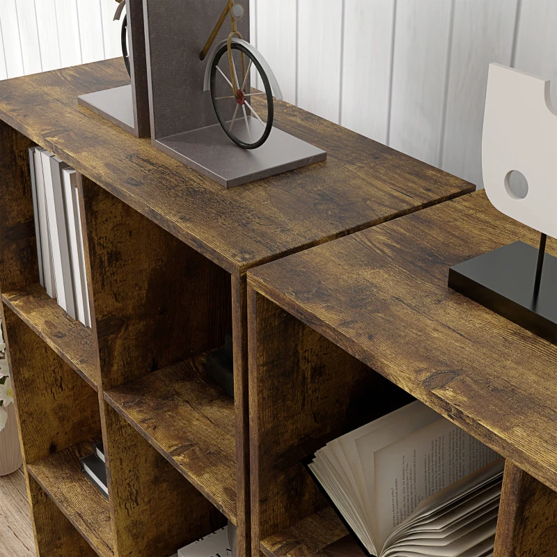 HOMCOM Libreria a Cubi con 6 Ripiani Portaoggetti in Legno dal Design Rustico, 61.5x29.5x91.5 cm, Marrone