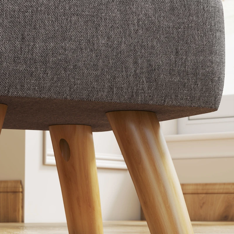 HOMCOM Fußhocker mit Polsterung, Leinenoptik, Holzbeine, bis 110 kg belastbar, Grau(m-8)