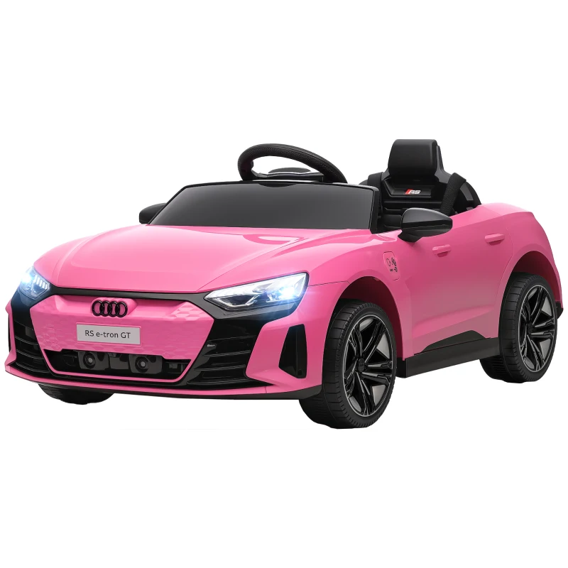 HOMCOM Coche Eléctrico para Niños de +3 Años AUDI RS e-tron GT Coche de Batería con Mando a Distancia 103x58x41 cm Rosa