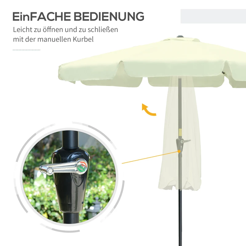 Outsunny Sonnenschirm Terrassenschirm Marktschirm Ø2,66 m UV-Schutz 50+ Gartenschirm 8 Rippen verstellbar Beige