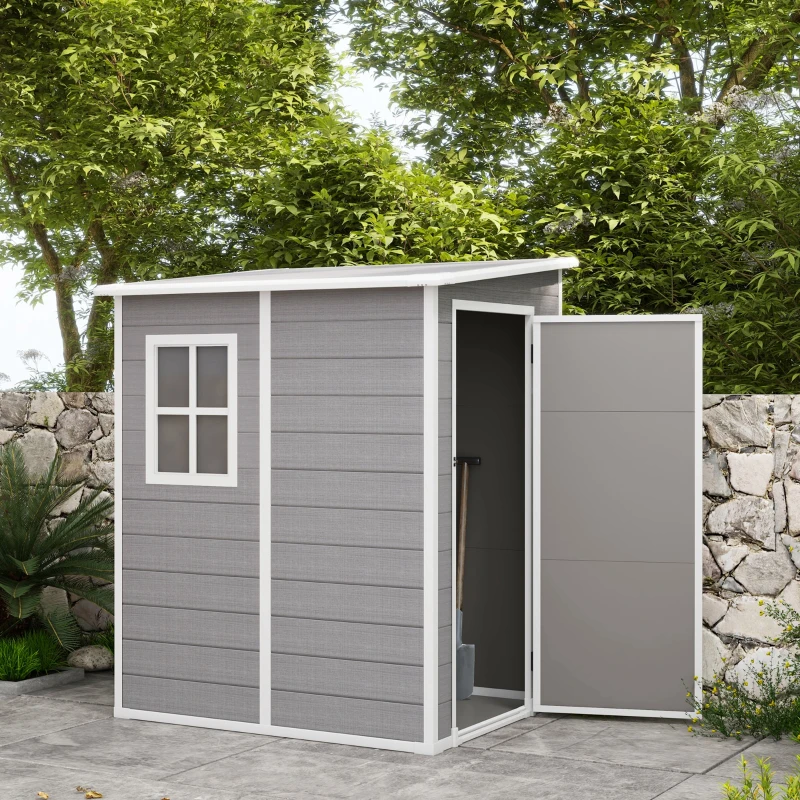 Outsunny Tuinschuur Metaal, Aluminium, Ruime Tuinschuur Met Slot, Ventilatie En Daglicht, 122x149x192/177 Cm, Grijs(m-10)
