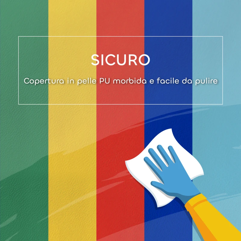 HOMCOM Set Costruzioni Morbide per Bimbi 1-3 Anni con 5 Blocchi Colorati, in Finta Pelle e Schiuma, Multicolore