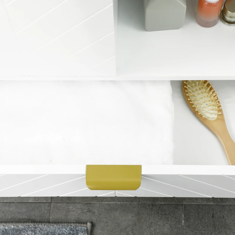 kleankin Armoire salle de bain meuble de rangement 1 placard 2 niches 1 tiroir contemporain graphique dim. 60L x 30l x 120H cm