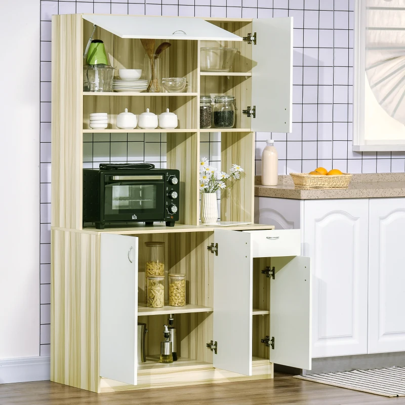 HOMCOM Buffet de cuisine armoire de cuisine contemporaine -armoire de rangement- buffet haut - 5 portes, 1 tiroir, 3 niches - 102 x 48 x 180 cm