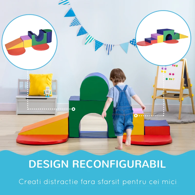 HOMCOM Set de Joacă pentru Copii 12-36 Luni cu 7 Blocuri din PU și EPE Multicolor