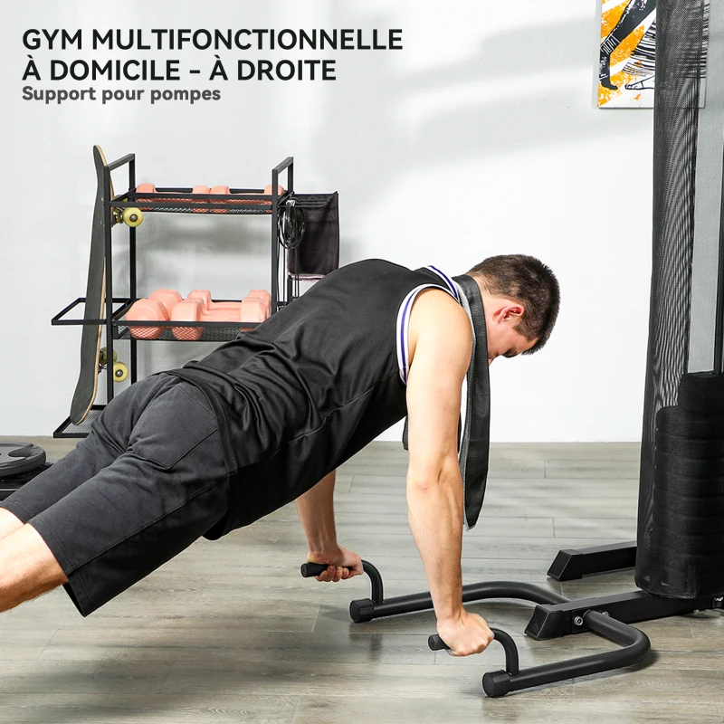 Station de musculation multifonction - Collaboration Aosom.fr x FFHandball - 10 contrepoids 65 kg filet de protection