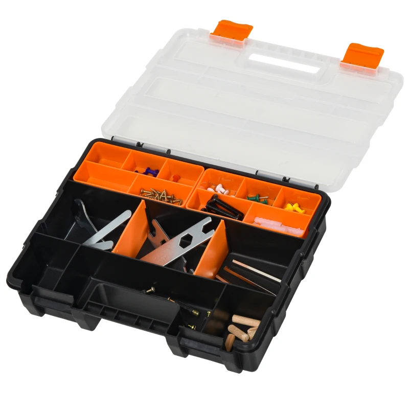 DURHAND 4PCS Werkzeugaufbewahrung Box Multifunktionales Werkzeugbox Sortierkasten Kleinteilemagazin Teile Kunststoff Orange+Schwarz 28,7 x 22,5 x 5,5 cm