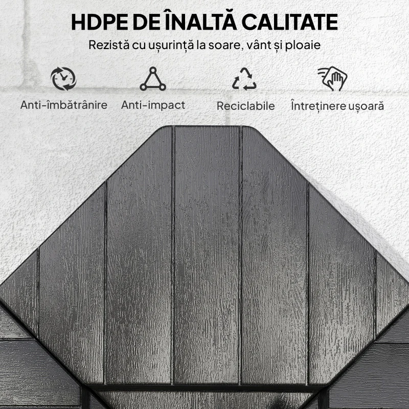Outsunny Set de 4 Greutăţi pentru Umbrelă din HDPE cu Efect de Lemn, 80x80x13 cm, Negru