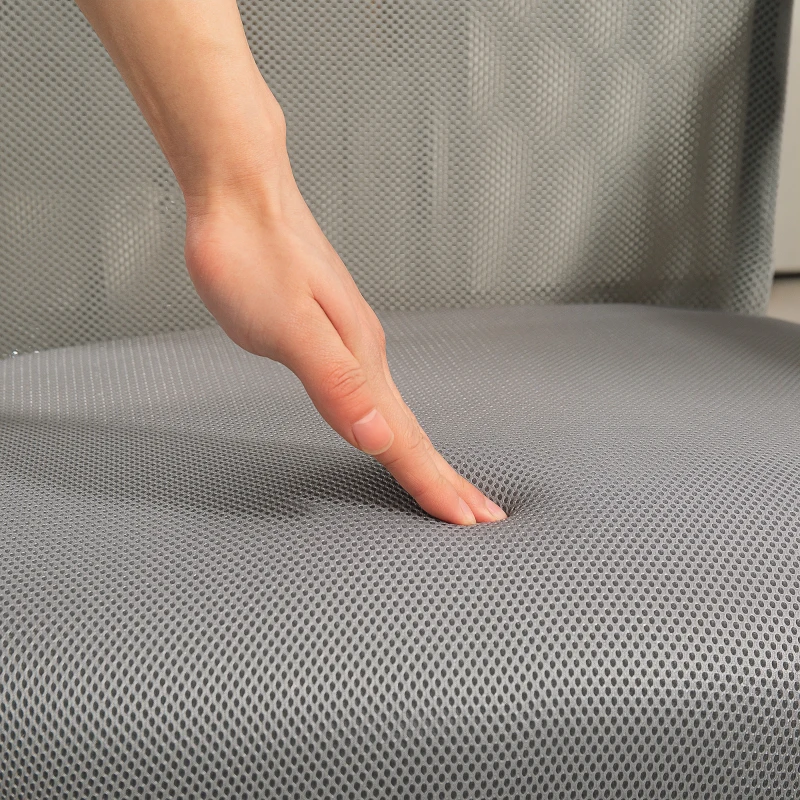 HOMCOM Bürostuhl, Drehbar, Höhenverstellbar und Netz-Rückenlehne, 63x65x109-119 cm, Hellgrau