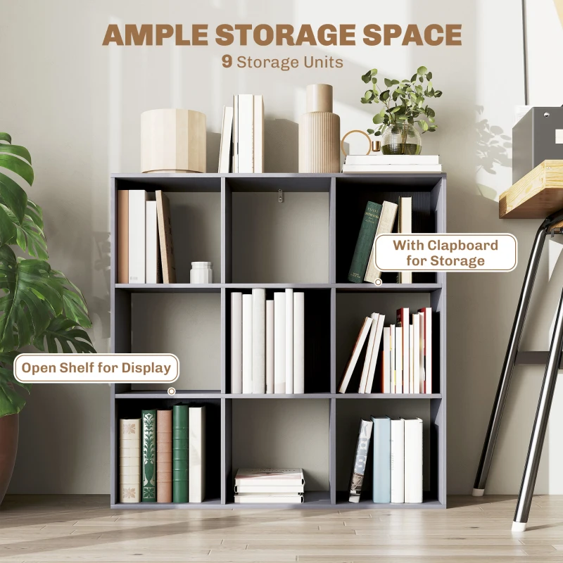 HOMCOM Nine-Cube Storage Shelf - Grey