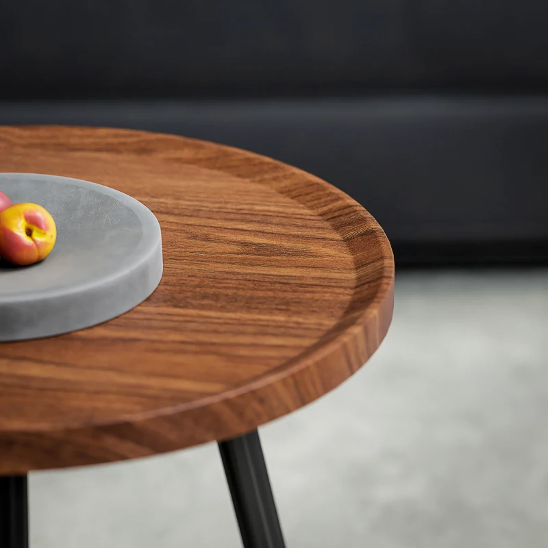 HOMCOM Juego de 2 Mesas Auxiliares Apilables Mesas Nido Estilo Moderno con Marco de Metal para Salón Dormitorio Efecto Madera