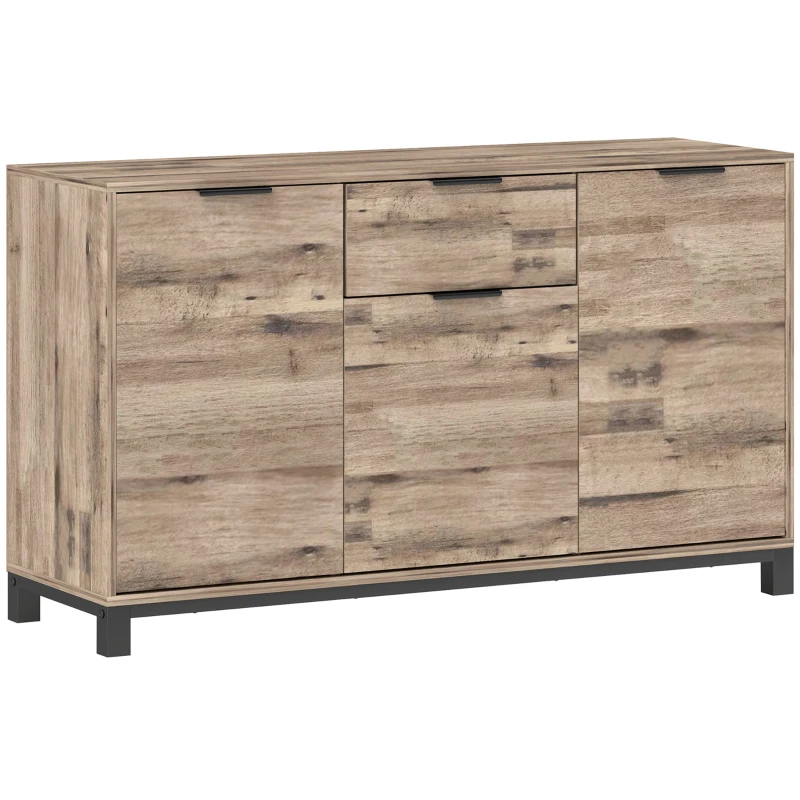 HOMCOM Bufet cu Sertar și 3 Dulapuri cu Rafturi Reglabile, 120x36,5x70 cm, Maro