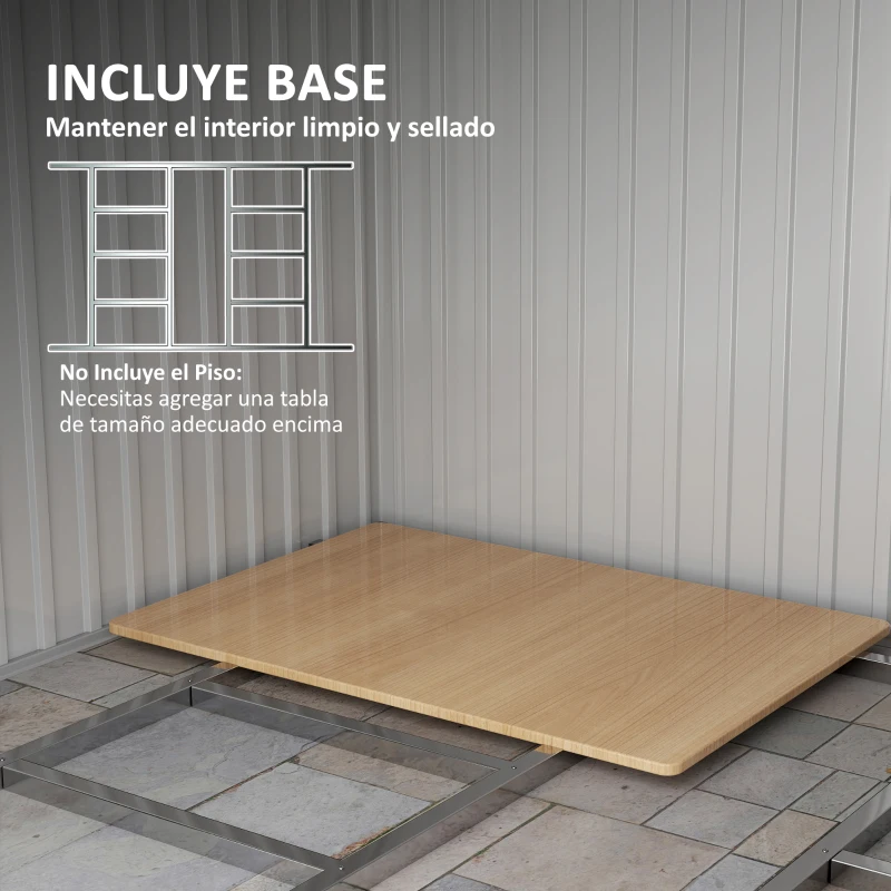 Outsunny Caseta de Metálico 258x206x178 cm 5,3m² con Puertas Correderas y Ventilaciones para Almacenamiento de Herramientas Verde