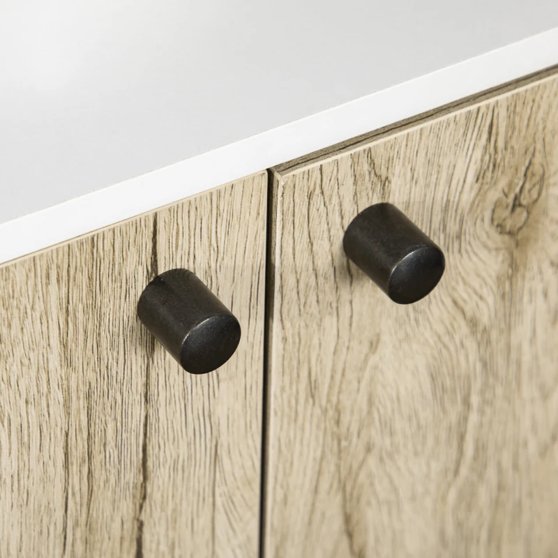 kleankin Meuble sous lavabo moderne piètement en métal double porte 60 x 30 x 60 cm - blanc et couleur bois