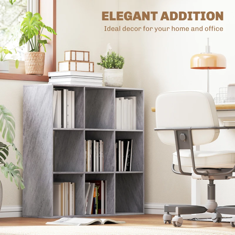 HOMCOM Nine-Cube Storage Shelf - Marble Grey