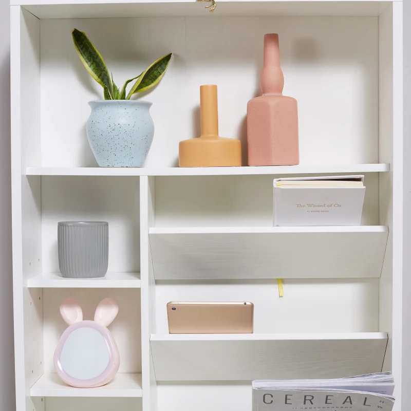 HOMCOM Scrivania a muro pieghevole, tavolo a parete pieghevole con ripiani per soggiorno, sala da pranzo, ufficio, 93,8 x 60 x 147 cm, bianco